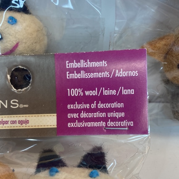 Cat Faces Embellishments Needle Felting 100% Wool Felt Crafts Dimensions - Picture 7 of 13